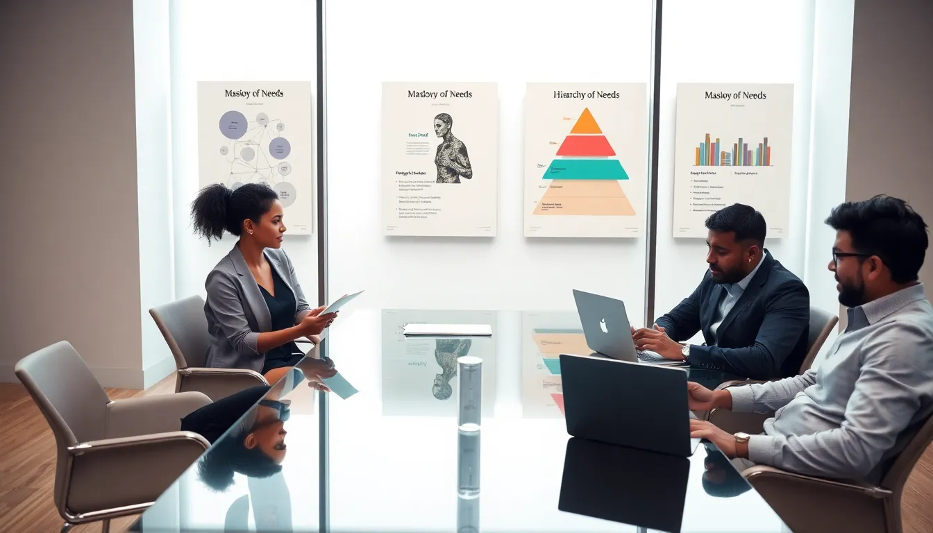 diverse team discussing motivation concepts in a modern office.